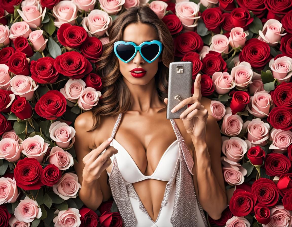 Woman Distracts Man with Roses: Pixar Style