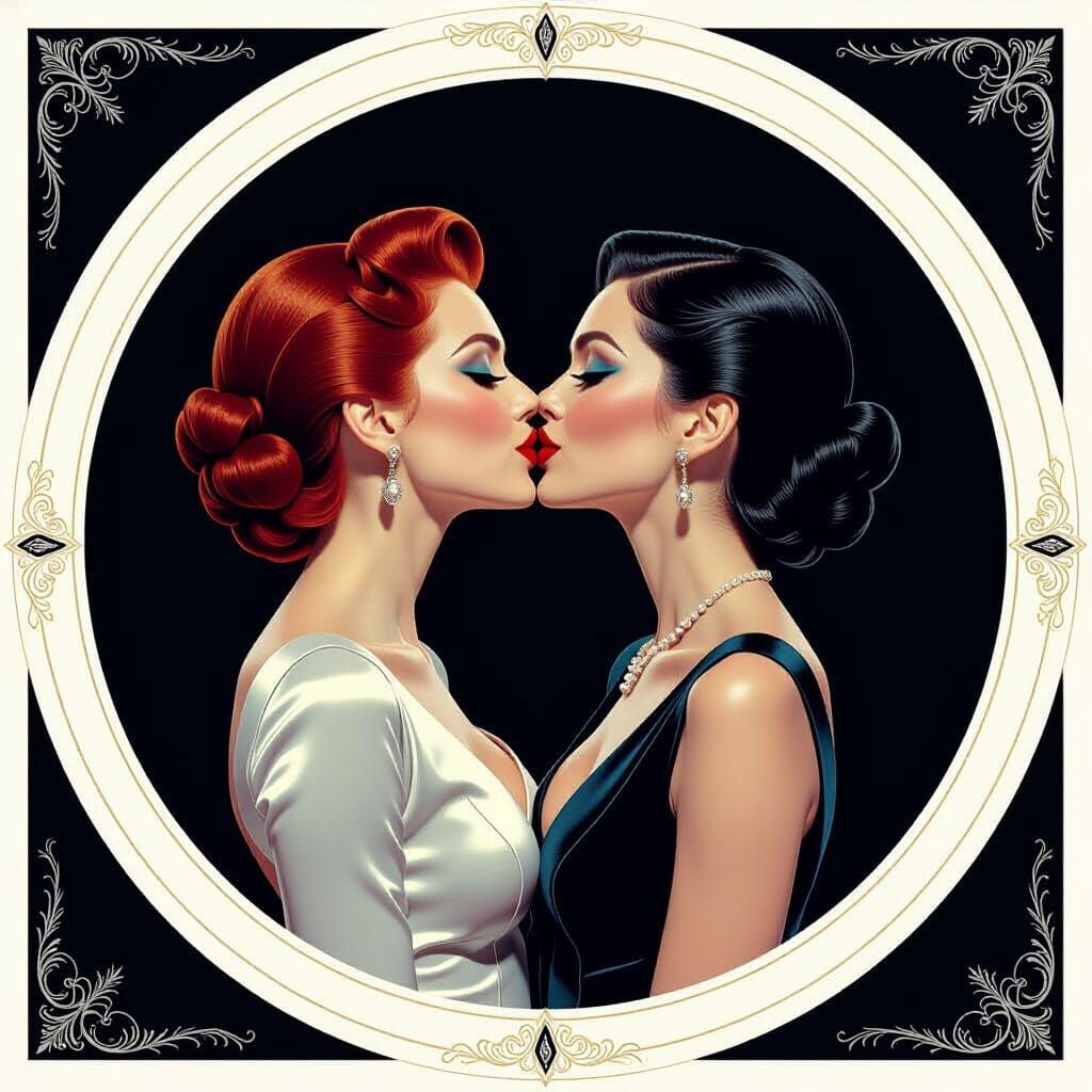 Passionate Kiss in Modern 3D Style