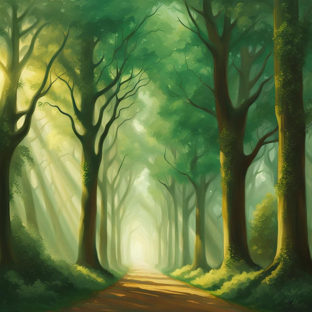 Ethereal Forest Alleyway in Wildlife Art Style