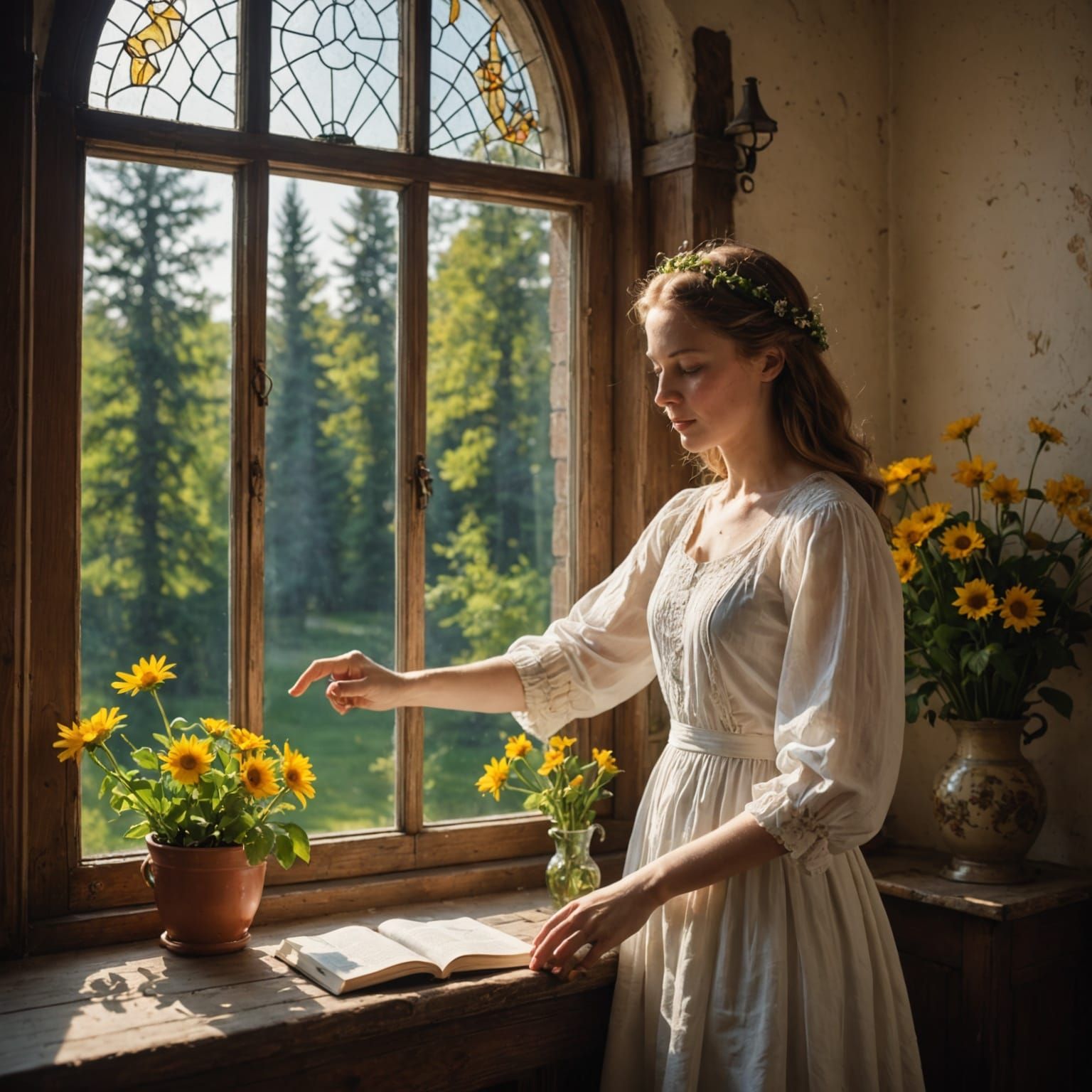 Hyperrealistic Sunday Morning Scene with Sunlight