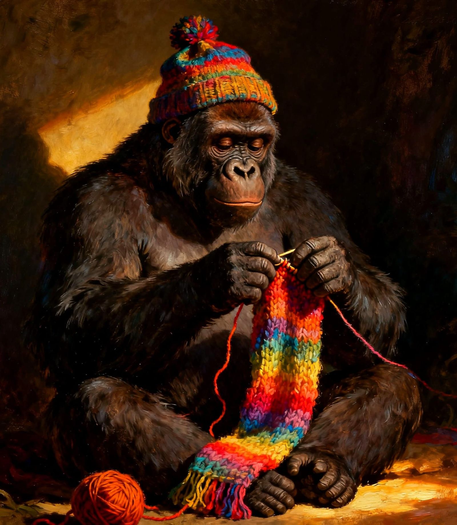 Gorilla Knitting Cozy Scarf in Warm Light