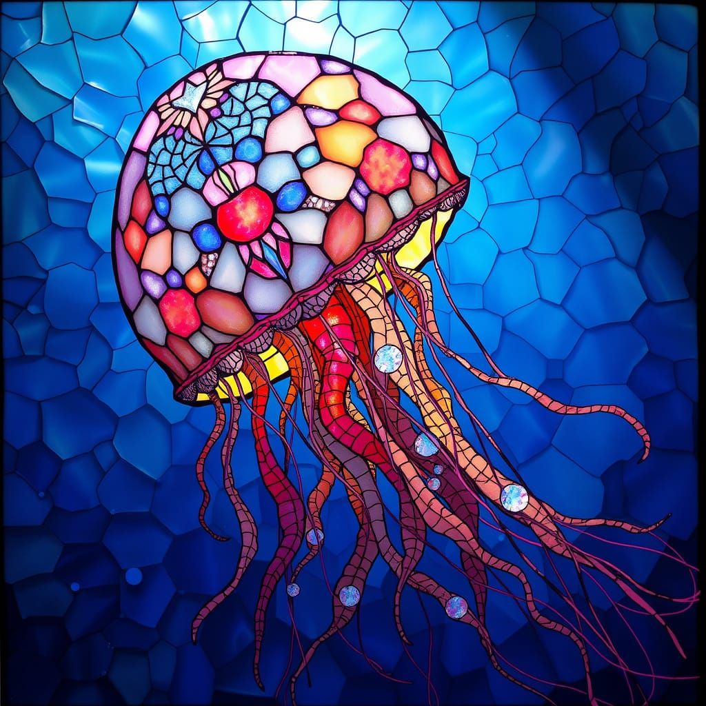 Stained Glass Jellyfish in Alien Ocean