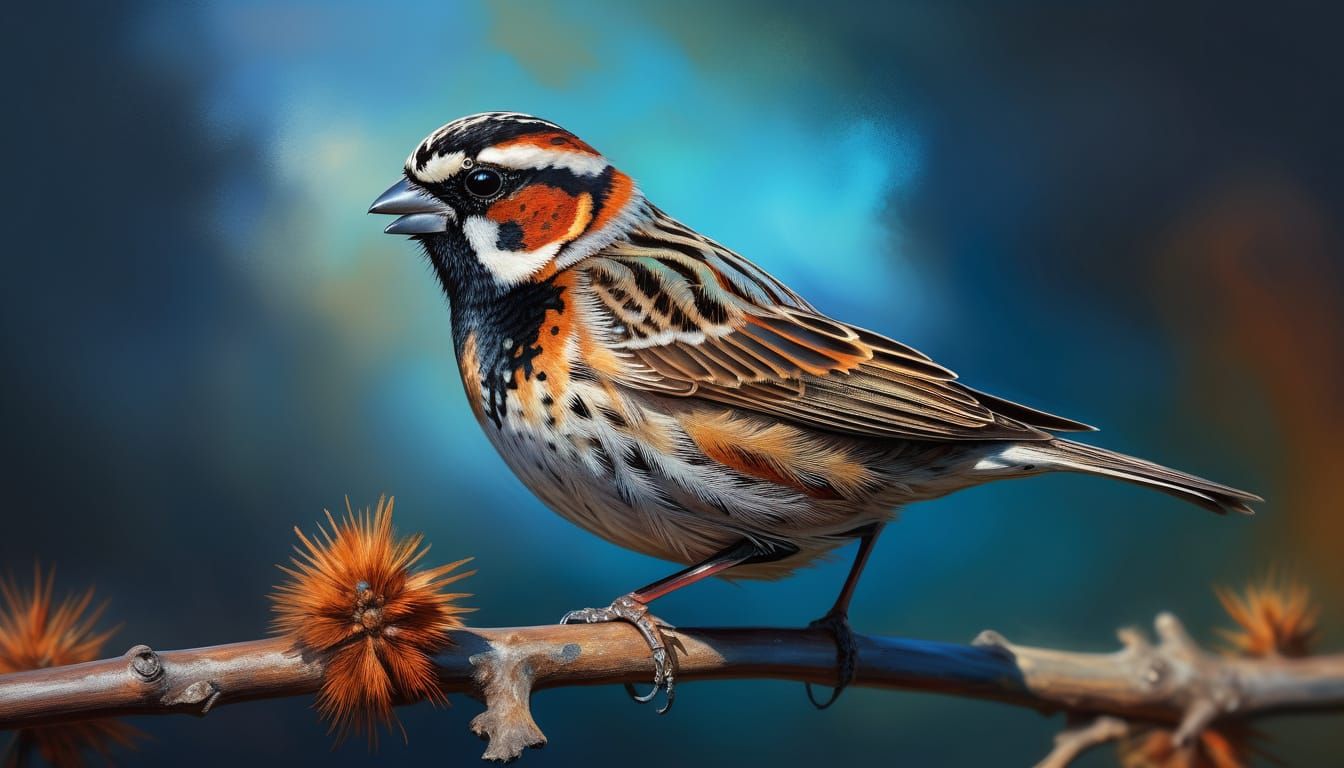 Chestnut-collared Longspur in Vibrant Oil Painting Style