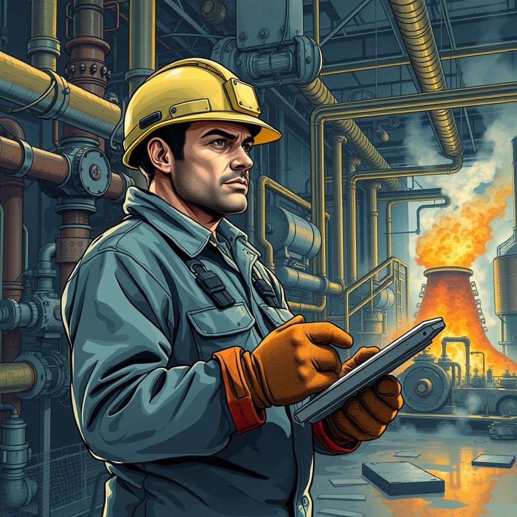 Industrial Chemist at Work in a Chemical Plant