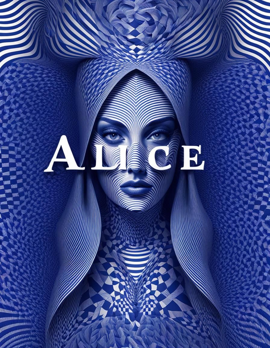 Optical Art Illusion with Woman and 3D Lines