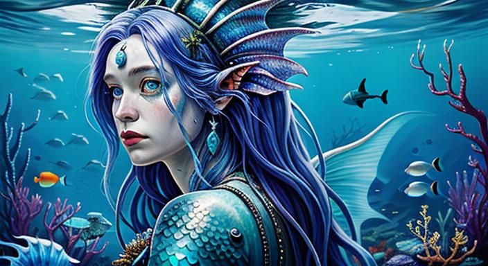 Biopunk Mermaid Goddess Portrait
