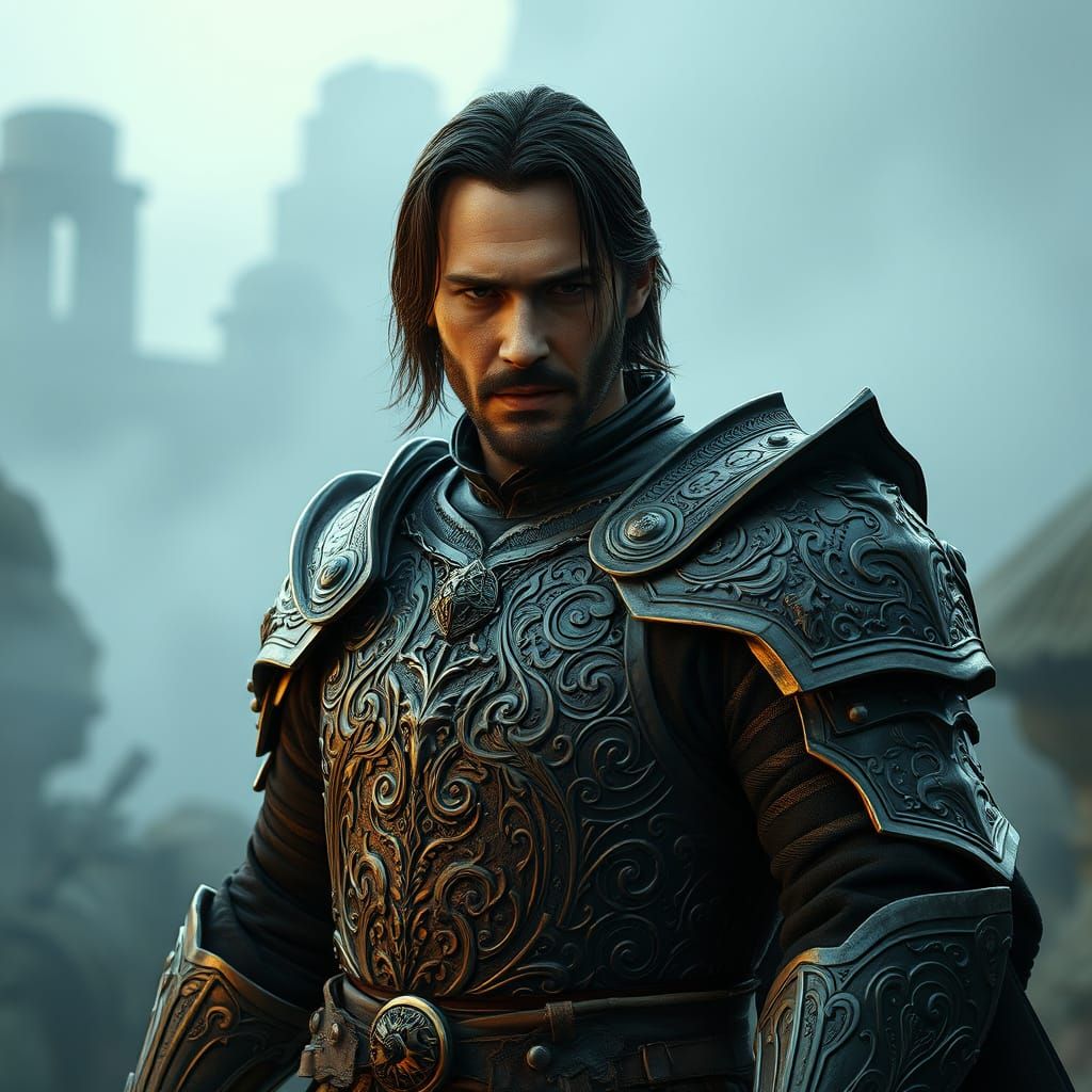 Keanu Reeves in Epic Lineage 2 Fantasy Armor