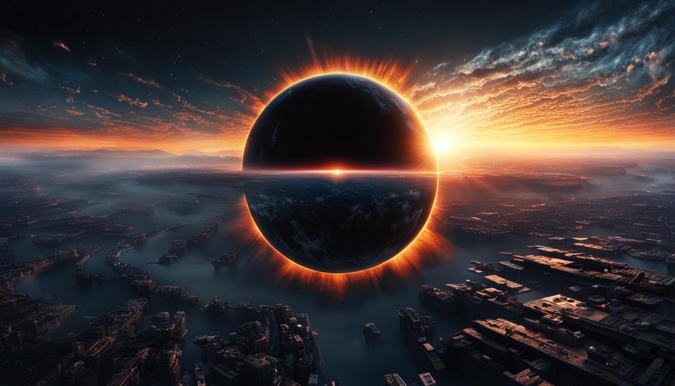 Sunset Over Black Hole Event Horizon: Hyperrealistic Cosmic ...