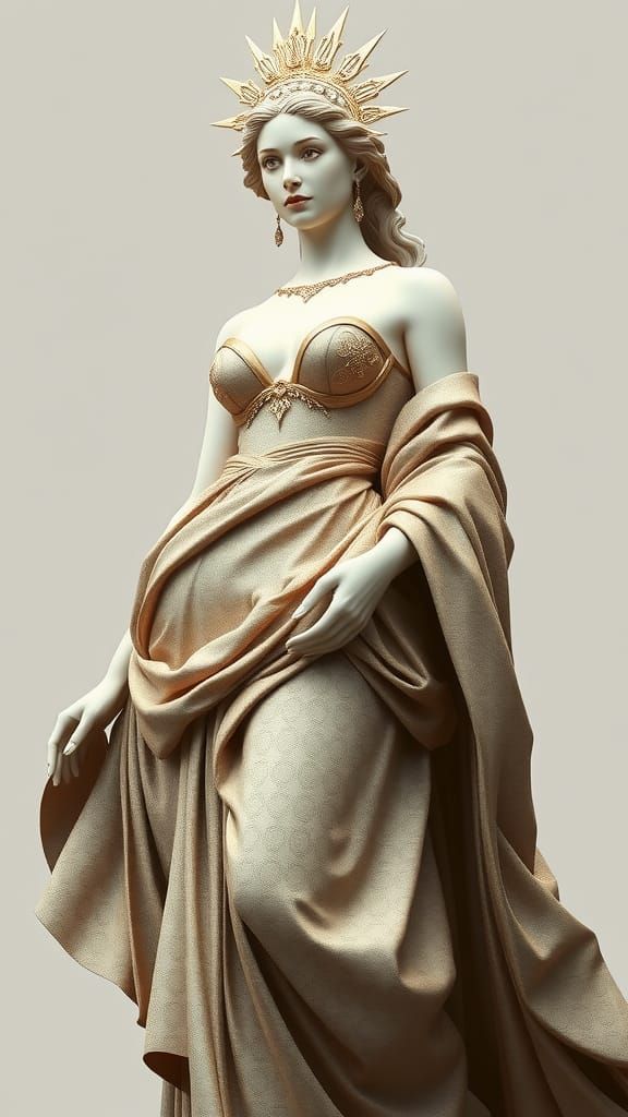 Elegant 3D Goddess in Low-Poly Style