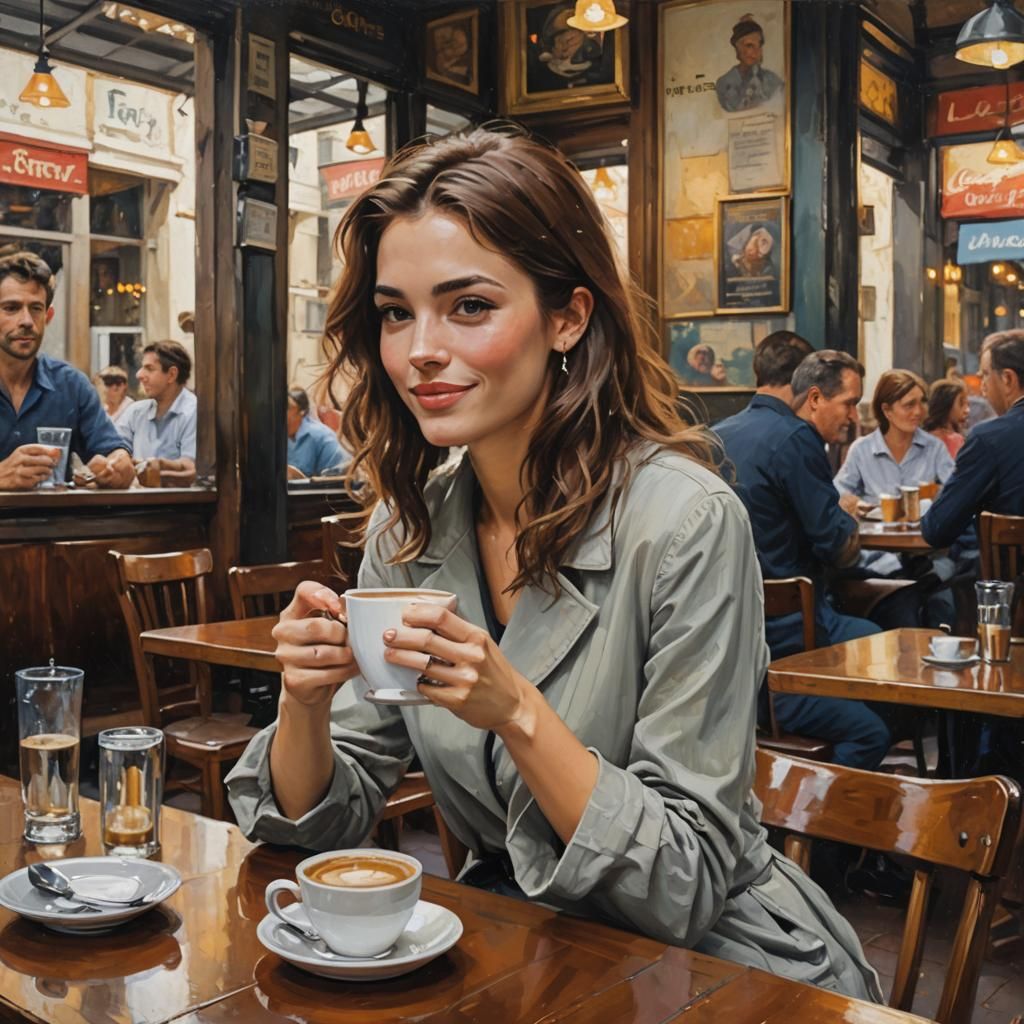 Cafe Coffee: An Oil Painting in Gurney Style