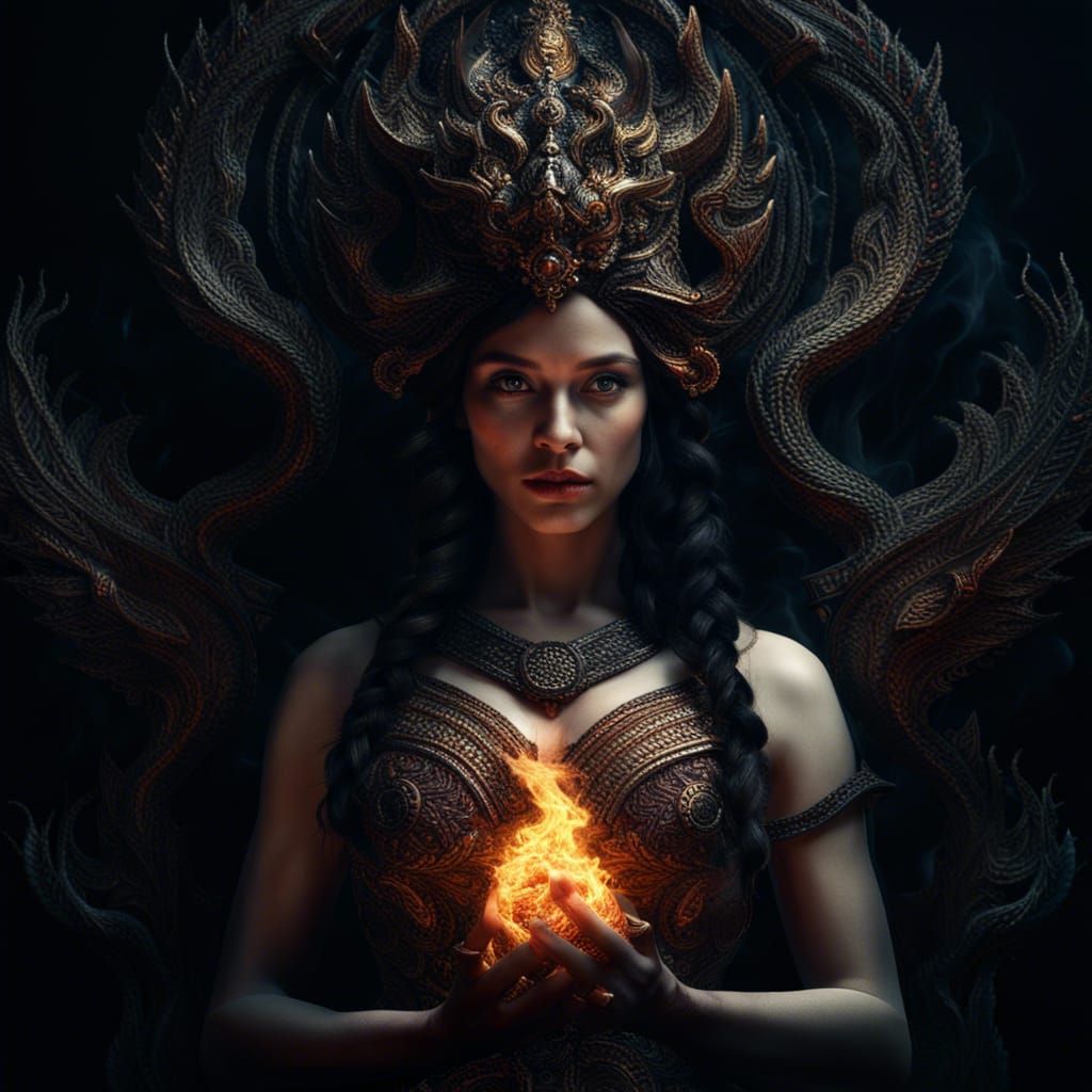 Hestia, Goddess of Fire: Hyperrealistic Portrait