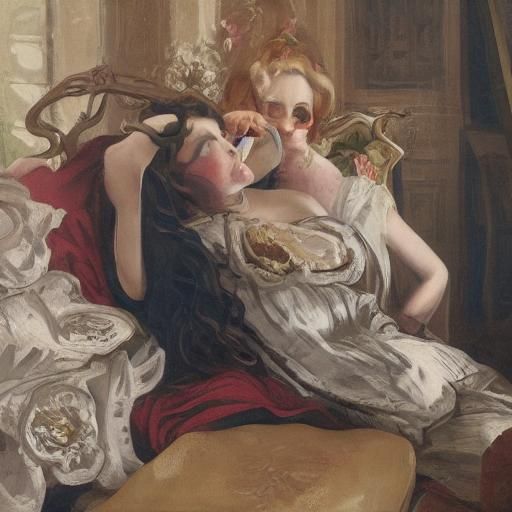 Vampire Cat and Centaur in Art Nouveau Style