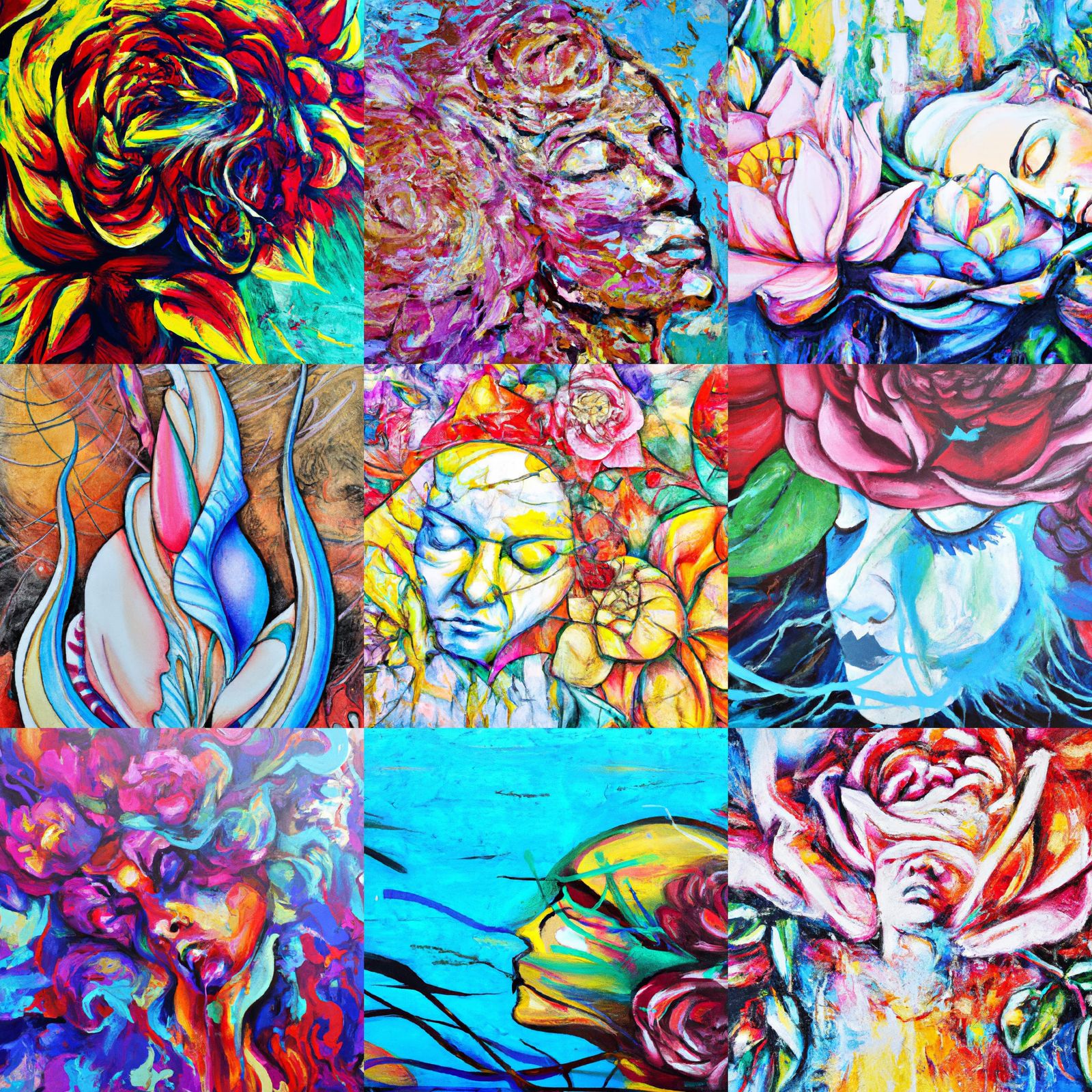 Flower Siren Graffiti Art in Polychromatic Style
