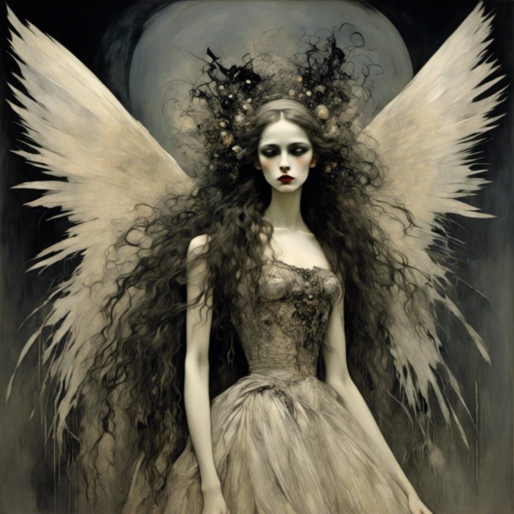 Haute Couture Angel with Luminous Wings