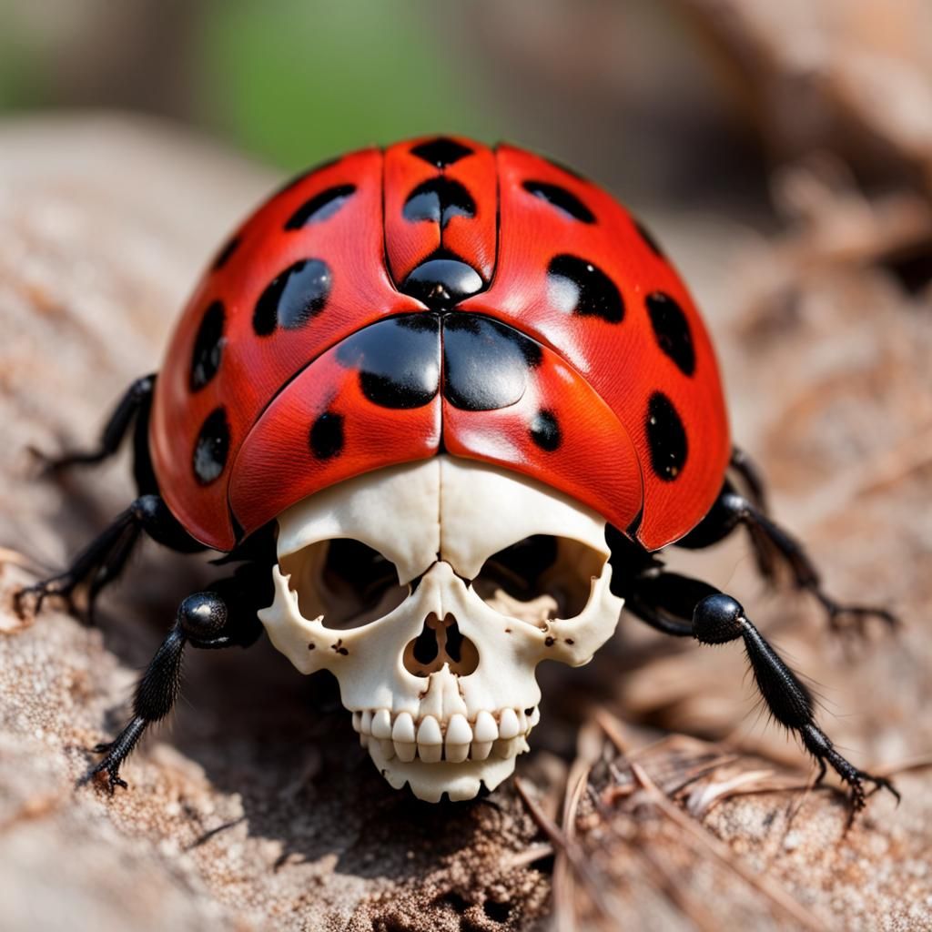 Ladybug with Death's Head Skull Marking