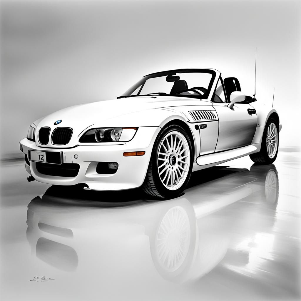 BMW Z3 Roadster: Minimalist Line Art Portrait