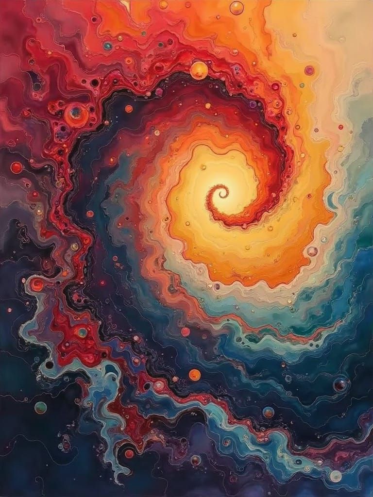 Vibrant Gouache Artwork: Winter Wonderland of Waves and Drea...