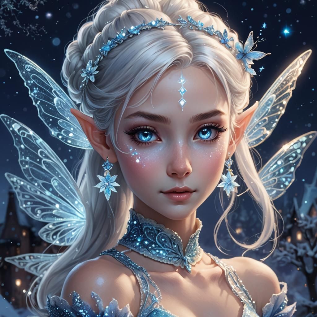 Elegant Winter Fairy with Magical Wand