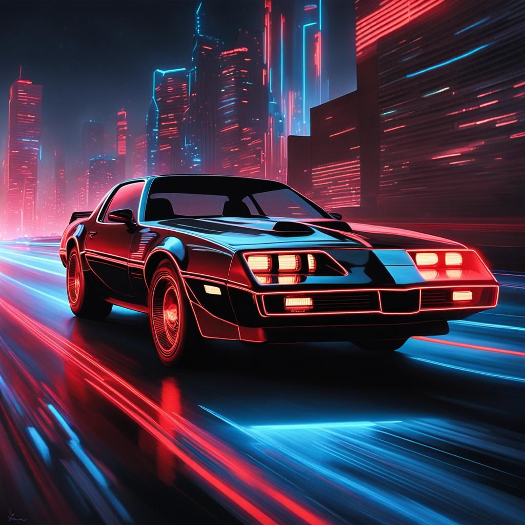 Retro Futuristic Synthwave Knight Rider Car