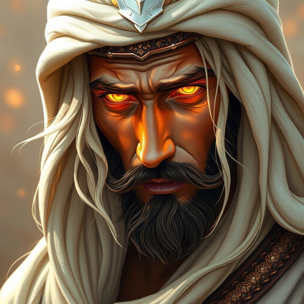 Realistic Middle Eastern Warrior in Traditional Arabic Attir...