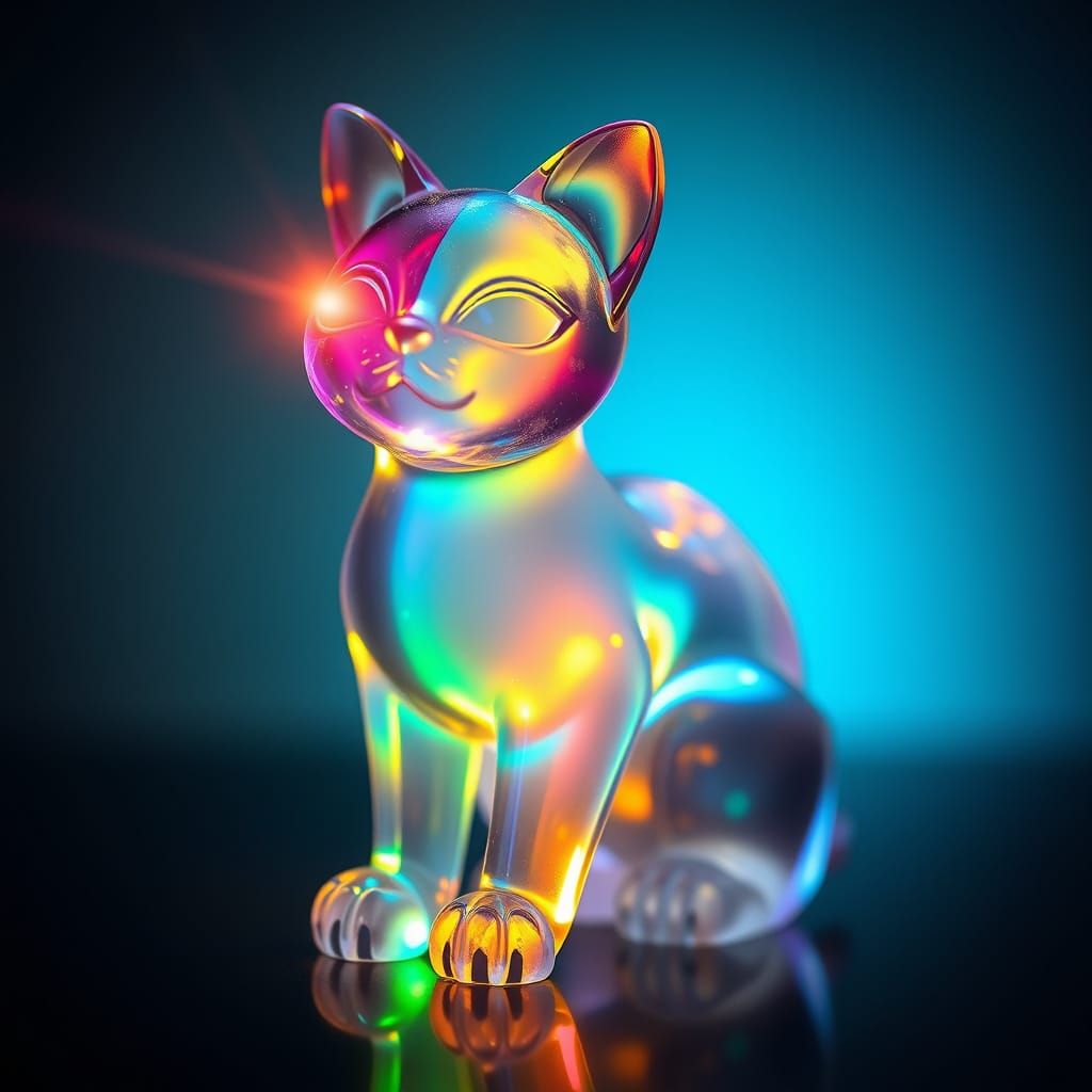 Crystal Cat Figurine in Rainbow Light