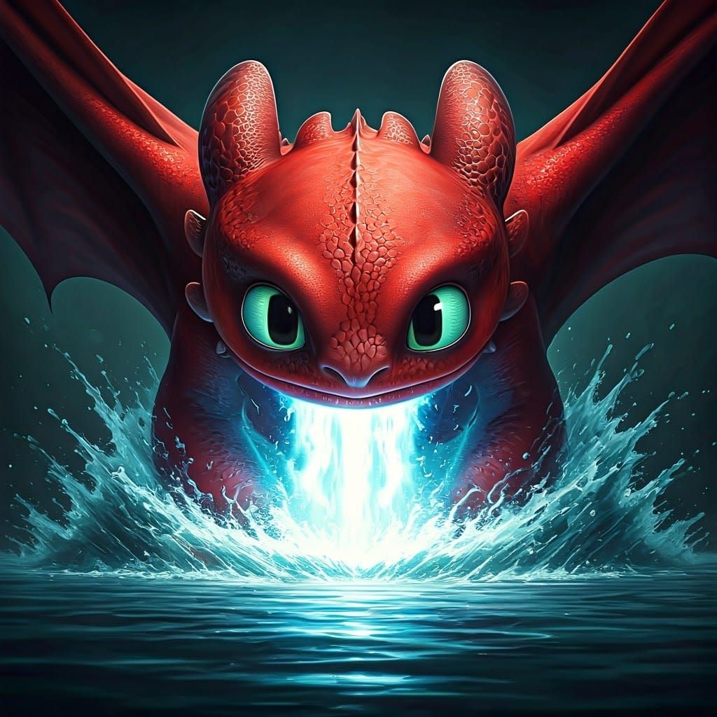 Dramatic Red Night Fury Dragon in Flight