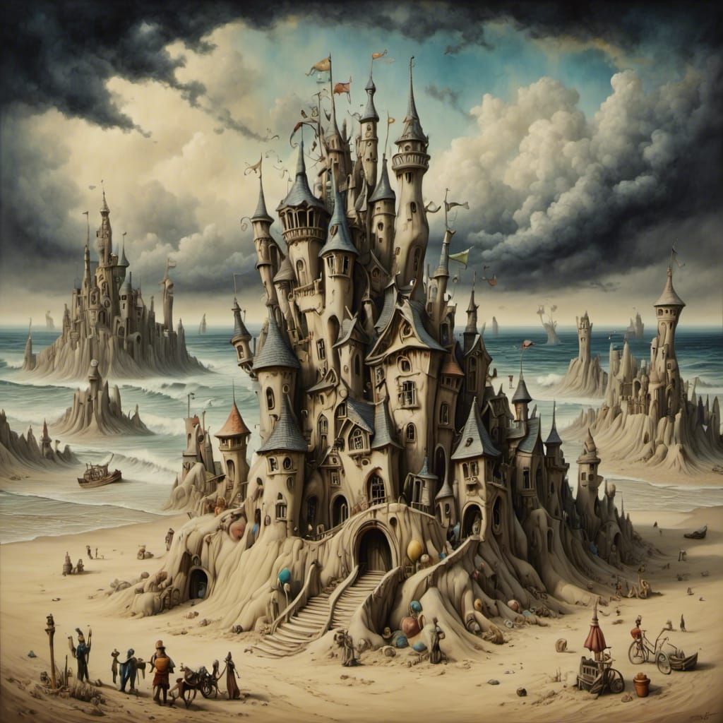 Surreal Sandcastle in Style of Yves Tanguy