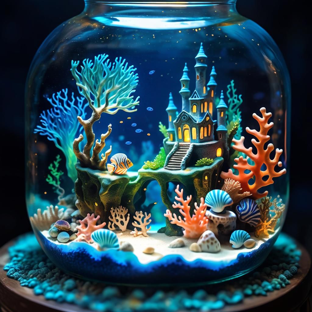 Miniature Underwater Kingdom in Glass Terrarium