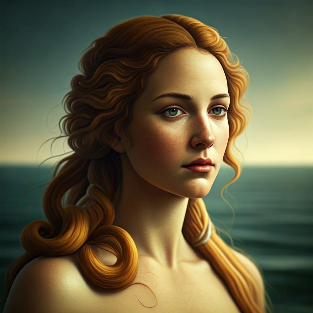 Venus Goddess Stepping Out of the Sea in Professional Studio...