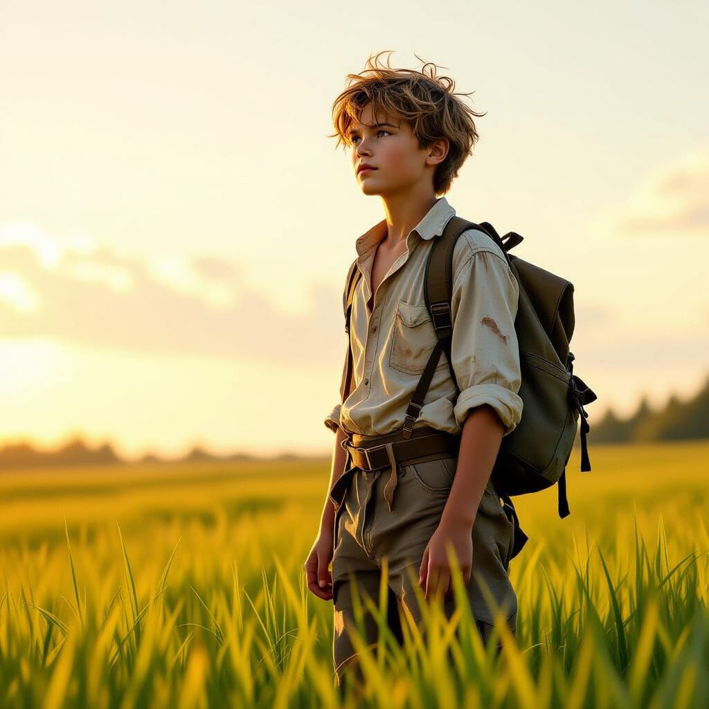 Traveler Discovers Sunny Glade in Painterly Style