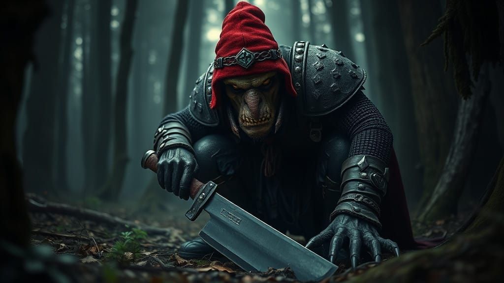 Ethereal Dark Fantasy Warrior in Foreboding Forest