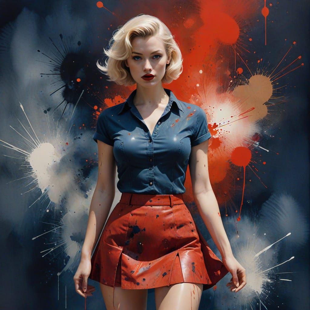 1950s Pin Up Woman in Red Outfit