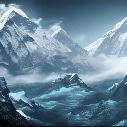 Underwater Mount Everest: Epic Digital Matte Painting