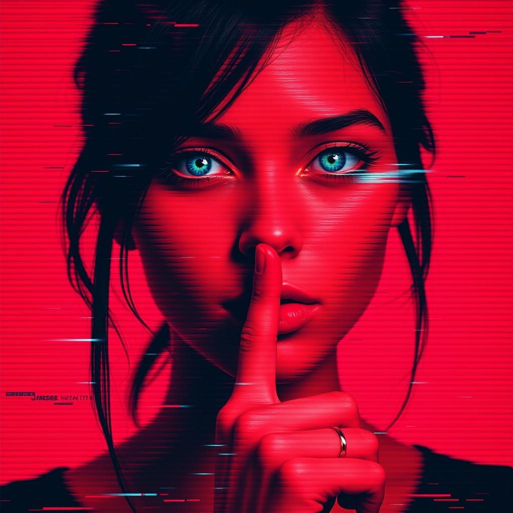 Glitch-Art Portrait of a Young Woman in Digital Flux