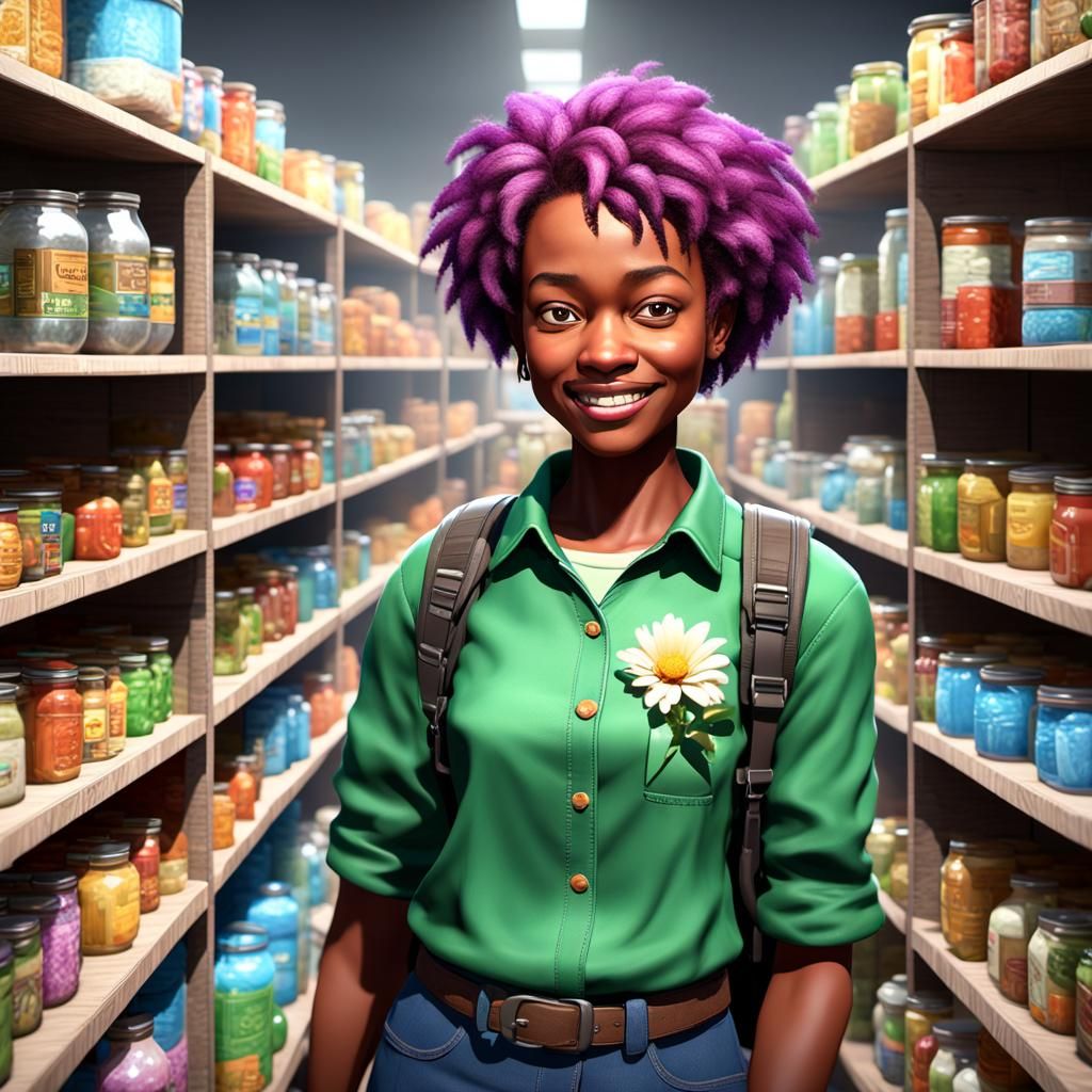 Cheerful Survivalist Prepper in a Hyperrealistic 3D Scene