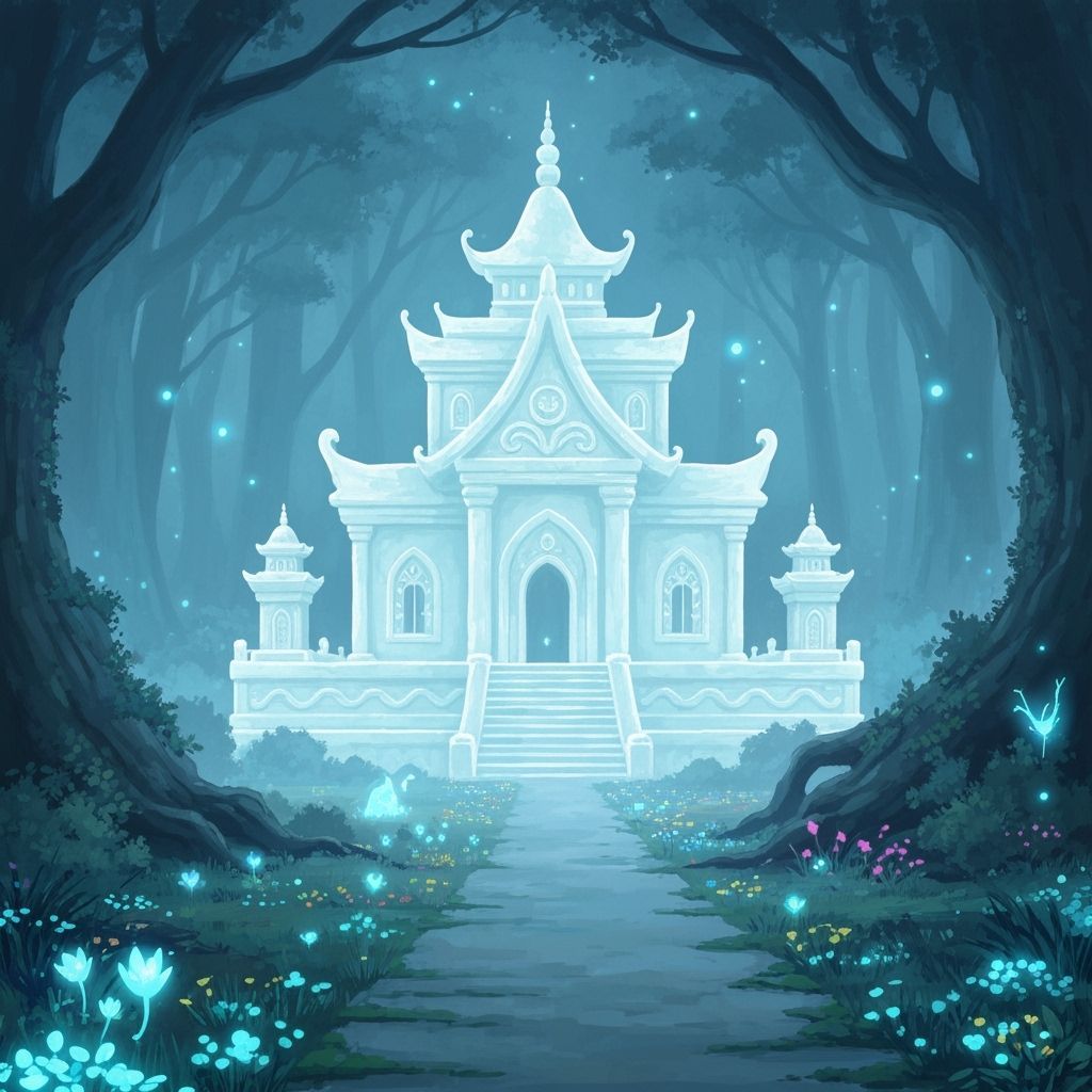 Moonlight Temple in Ethereal Forest