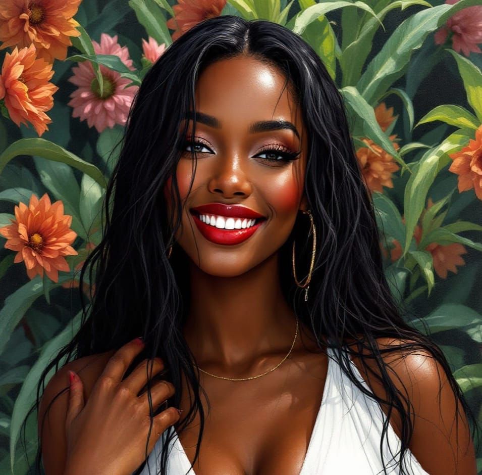 African Goddess Kelly Rowland in Garden Studio Portrait