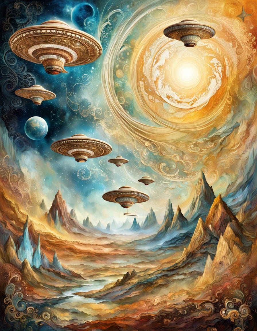 Surreal Star Trek Space Scene in Impasto Style