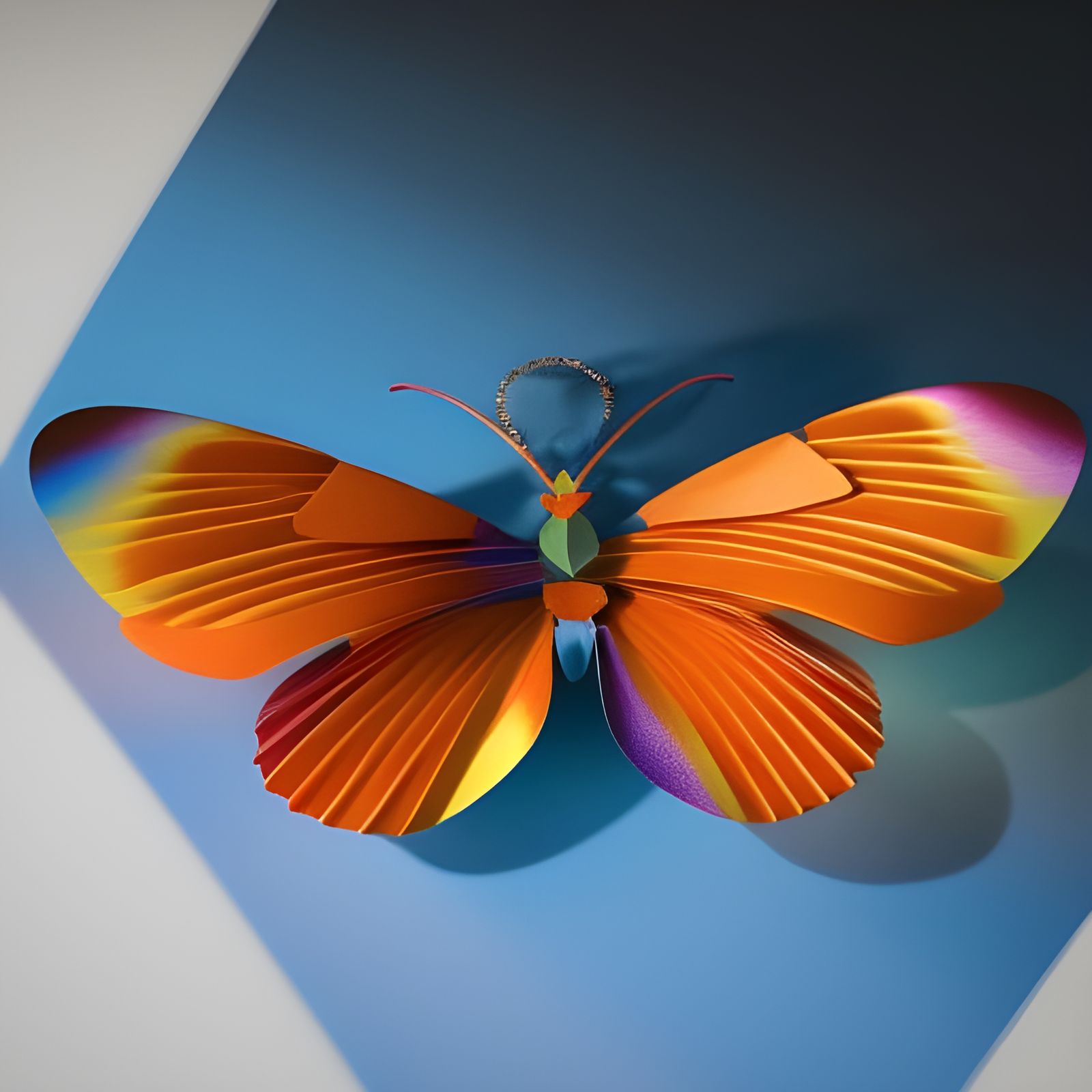 Detailed 3D Origami Butterflies in Digital Art