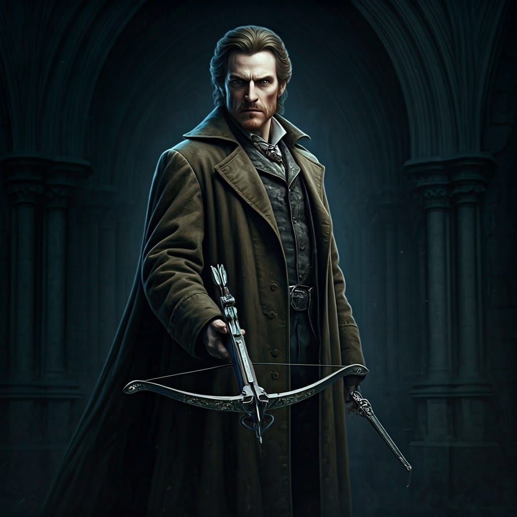 Van Helsing Portrait in Gothic Cinematic Style