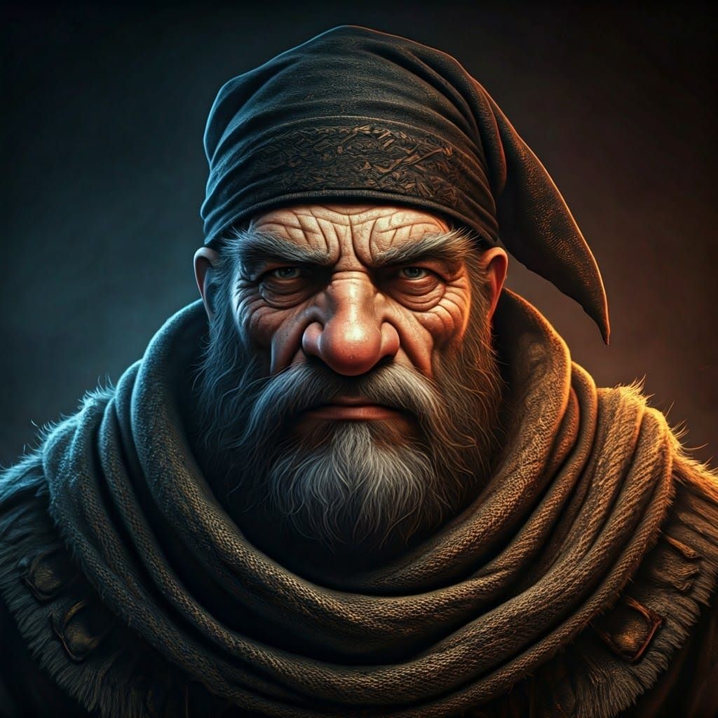 Dwarf Warlock Portrait in Dark, Moody Lighting