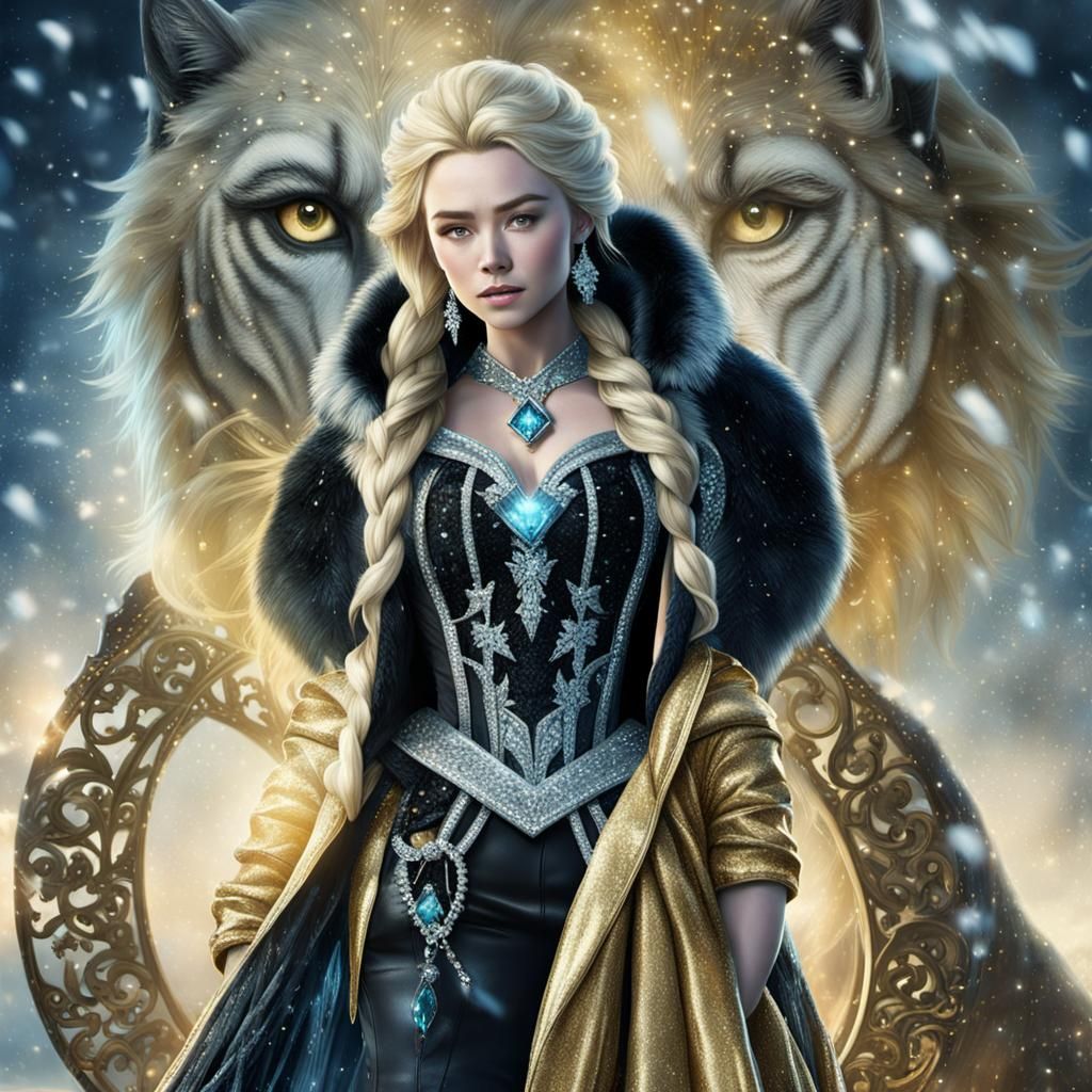 Icy Mean Girl Rides Stallion: Digital Matte Painting