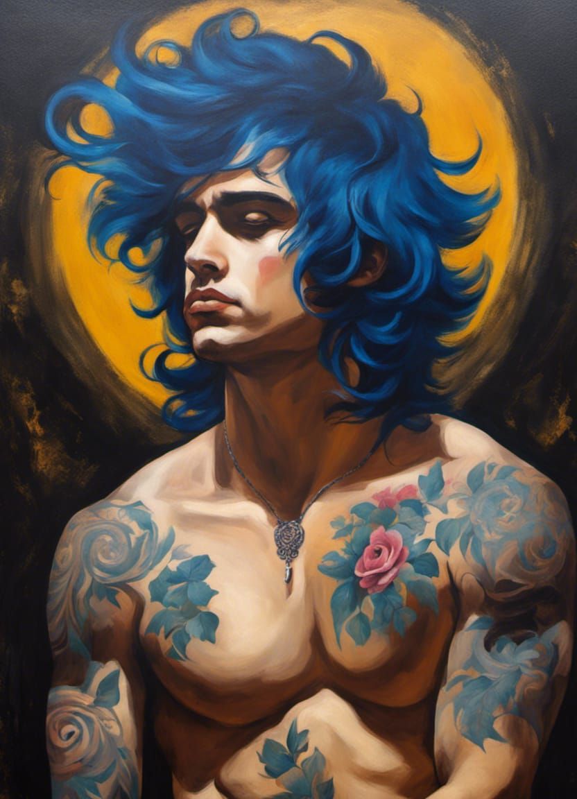 Gothic Male Portrait in Acrylic Painting Style