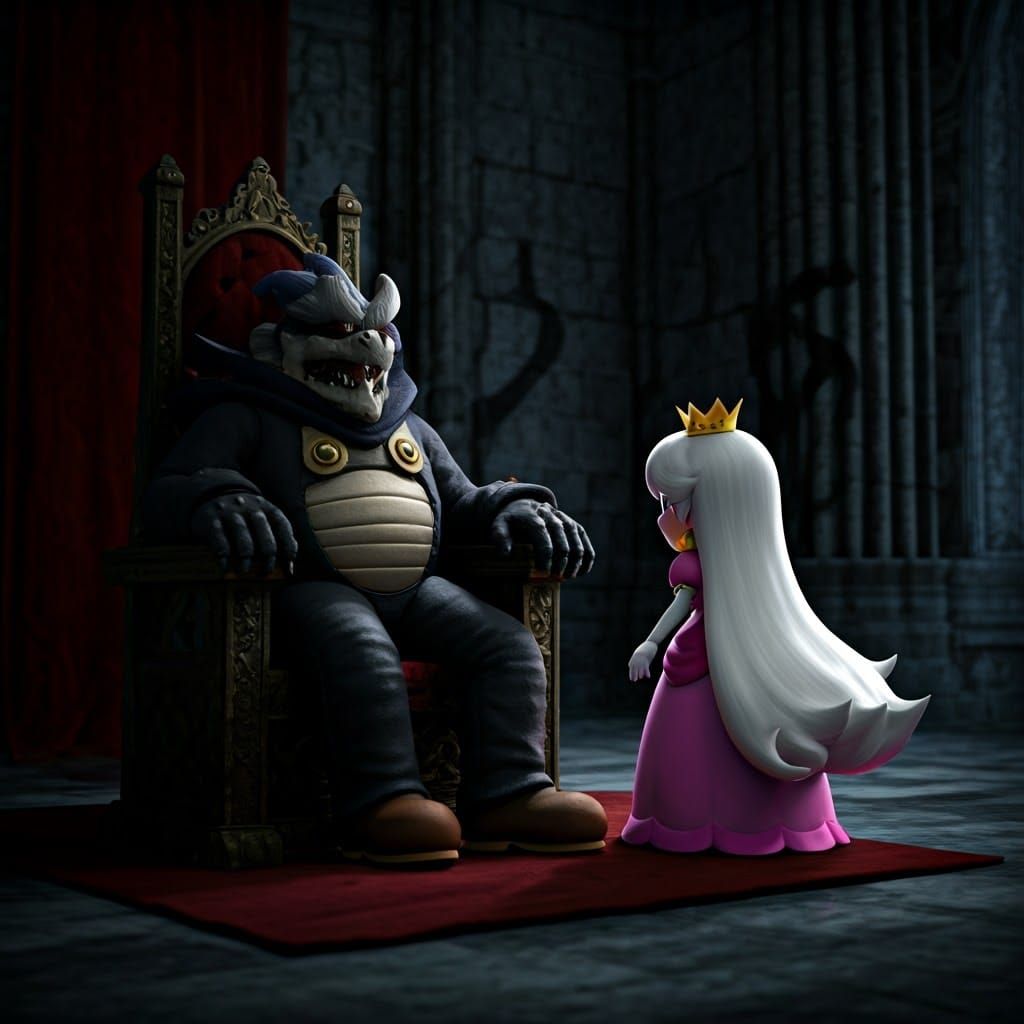 Dark Lord's Haunting Lament in a Grand, Ominous Throne Room