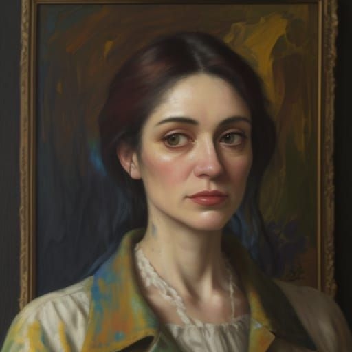 Old Curtain in Expressive Impasto Painting Style