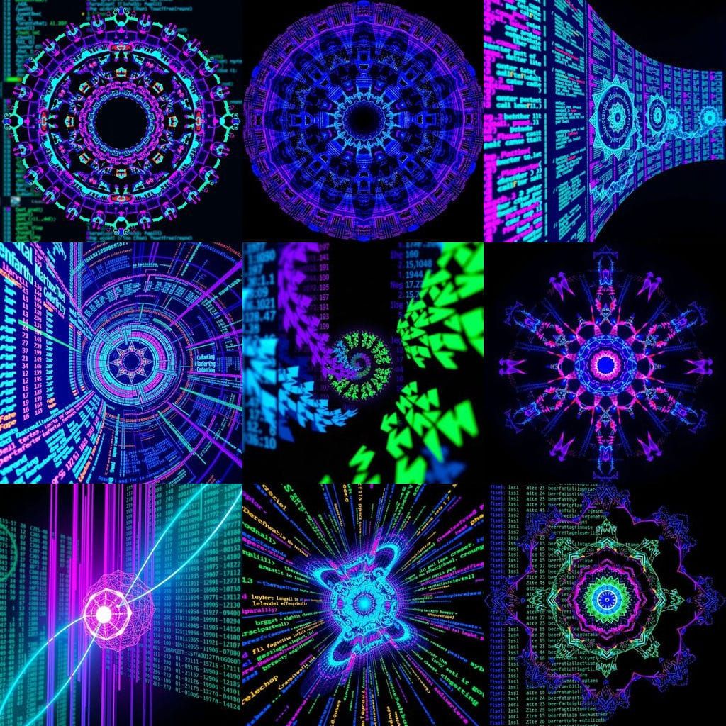 Colorful Ascii Art Program Code Creates Fractal