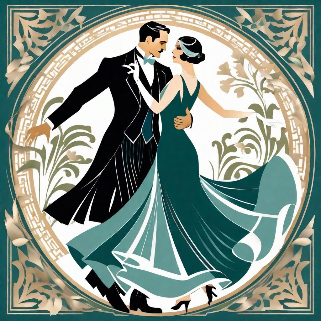 1920s Couple Dancing in Paper Cut Style