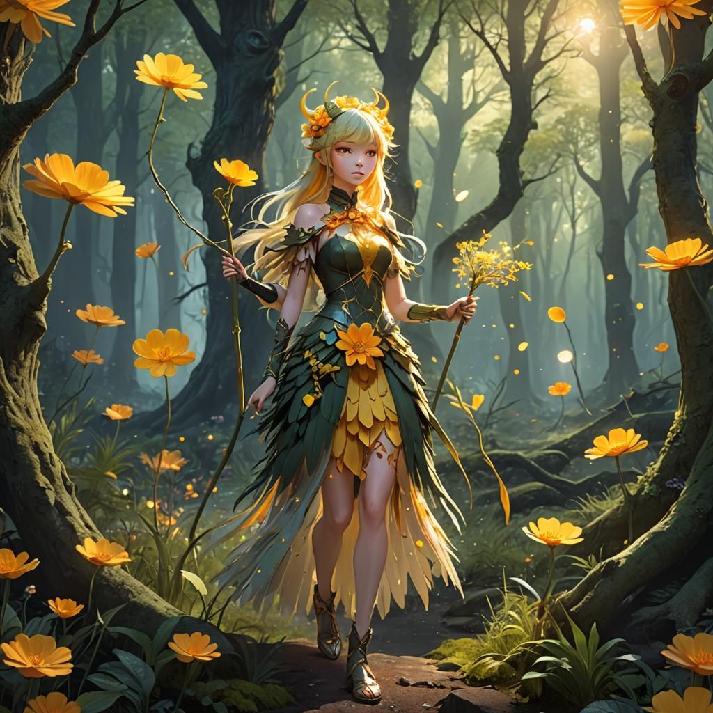Anime Buttercup Monster Girl in Mystical Forest