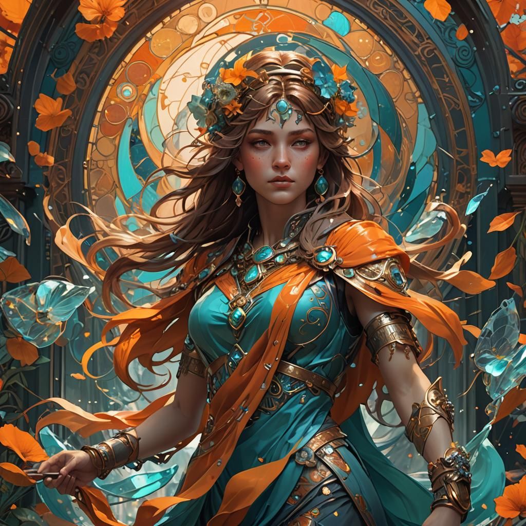 Dynamic Concept Art in the Style of Alphonse Mucha