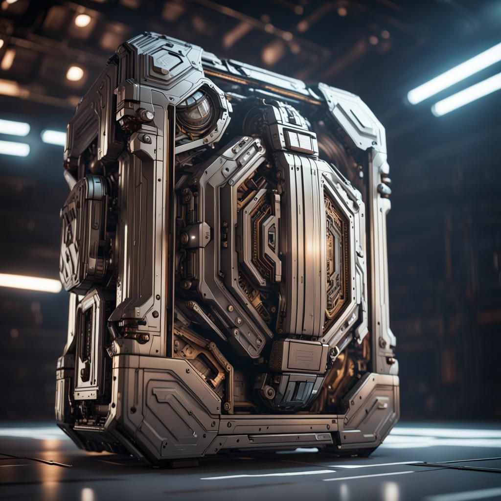 Intricate Sci-Fi Box with Polished Metal Details